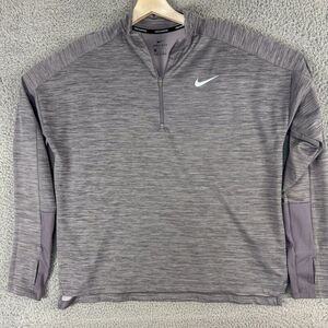 Nike Running Jacket Womens Large Gray 1/4 Zipper Thumb Holes Athletic Gym 928613